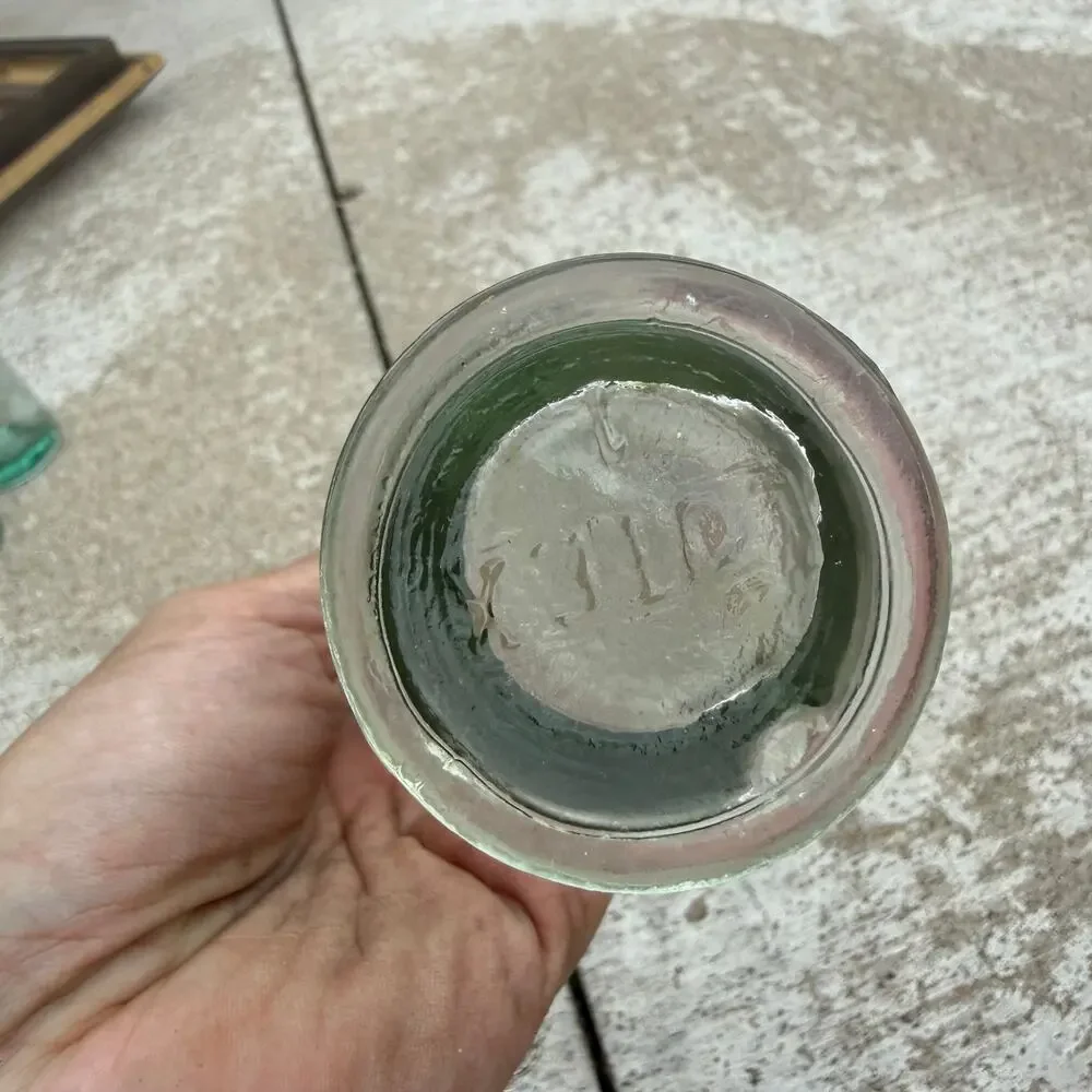 Vintage Lutex Green tint glass Stem Vase/Bottle Bamboo Design 12.5”